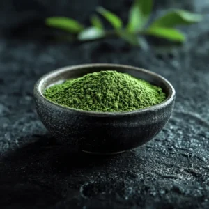 Kratom en polvo Green Borneo en un cuenco