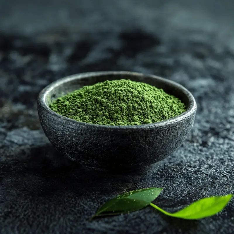 Kratom en polvo Green Maeng Da en un cuenco