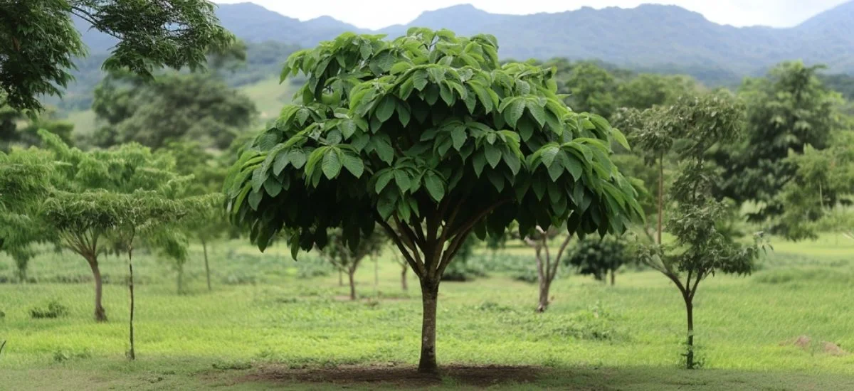 Kratom tree (Mitragyna speciosa) on a plantation